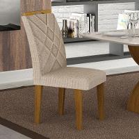 Cadeira Para Mesa De Jantar Larissa New Mdf Kit 2 Peças Freijó Linho Palha - Leifer Móveis - 5
