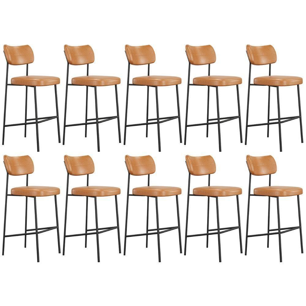 Banqueta Alta Bar Estofada Kit 10 Milli Sintético Caramelo A14 - Mpozenato - 1