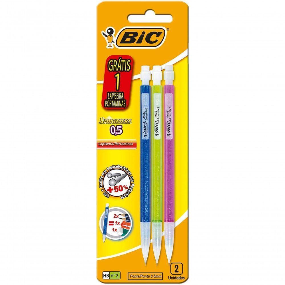 Lapiseira Bic Shimmers 0,5mm Borracha Na Ponta Multicor Embalagem Leve 3 Pague 2 - 1