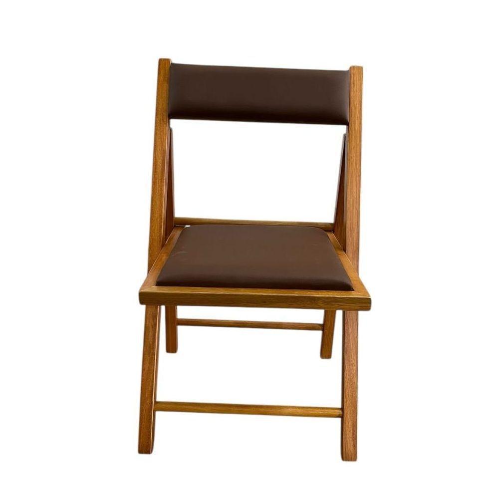 Cadeira Dobrável Em Madeira Com Assento E Encosto Estofados Mel - 2