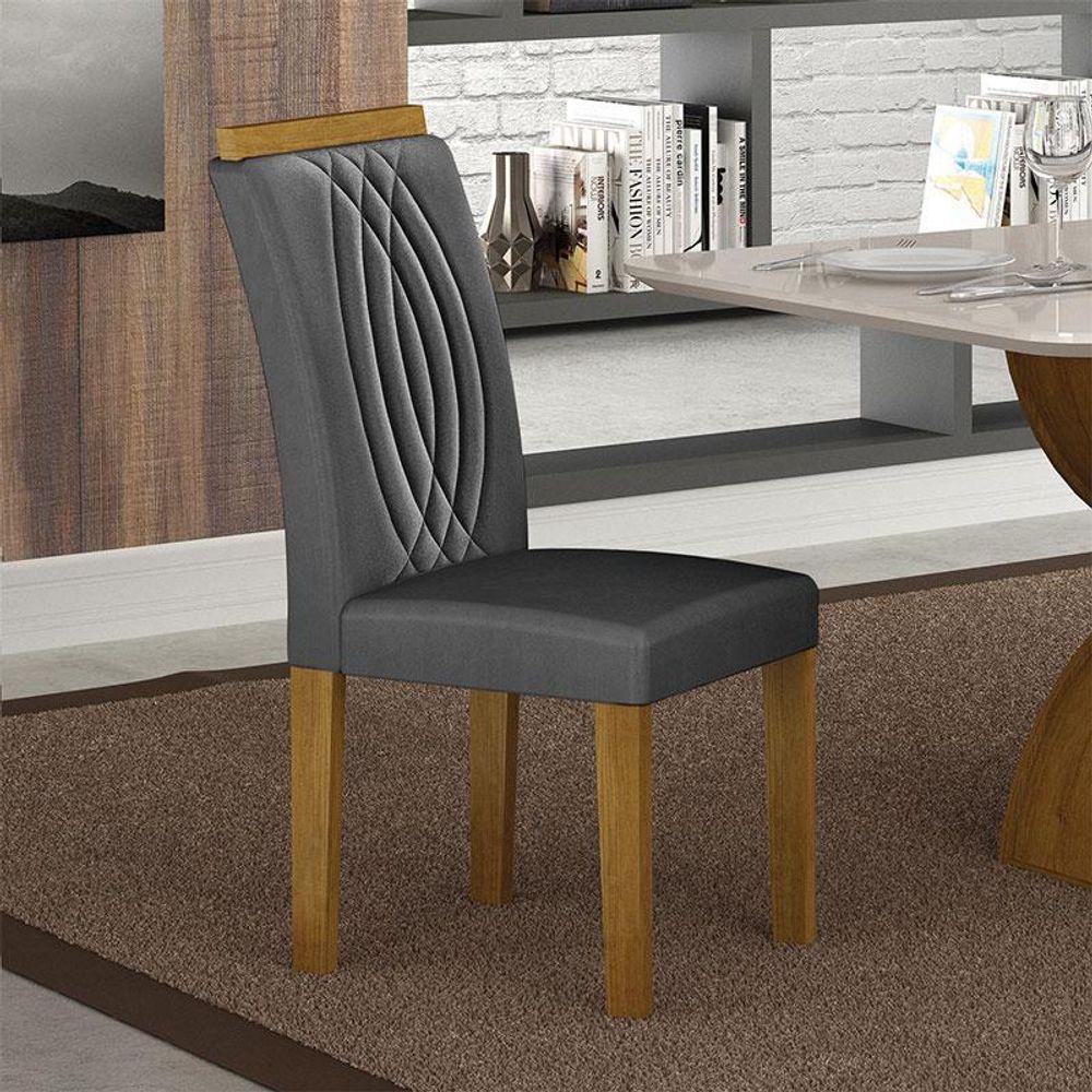 Cadeira Para Mesa De Jantar Doha Mdf Kit 2 Peças Freijó Joli Chumbo - Leifer Móveis - 3