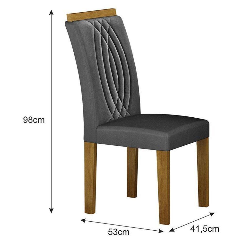 Cadeira Para Mesa De Jantar Doha Mdf Kit 2 Peças Freijó Joli Chumbo - Leifer Móveis - 4