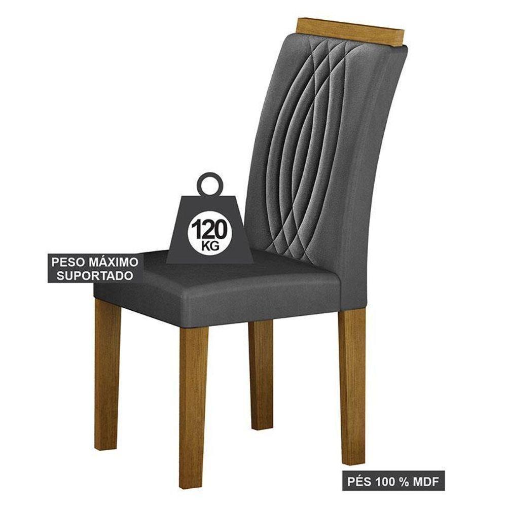 Cadeira Para Mesa De Jantar Doha Mdf Kit 2 Peças Freijó Joli Chumbo - Leifer Móveis - 5
