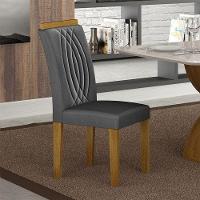 Cadeira Para Mesa De Jantar Doha Mdf Kit 2 Peças Freijó Joli Chumbo - Leifer Móveis - 3