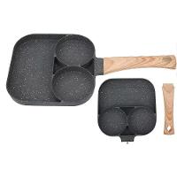 Frigideira Antiaderente Preta Com 3 Divisórias Sem Usar óleo Para Ovo Bacon E Hamburguer - 3