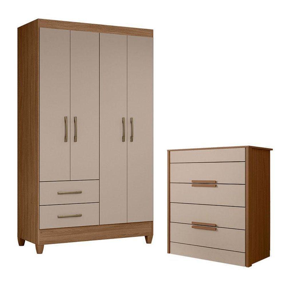 Guarda Roupa Solteiro Chile E Cômoda Dhara Carvalho Fendi – Moval - 1