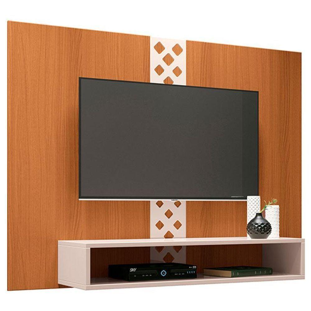 Painel Para Tv Home Suspenso Form Com Mesa De Centro Cadenza Cinamomo Off White – Hb Móveis - 2