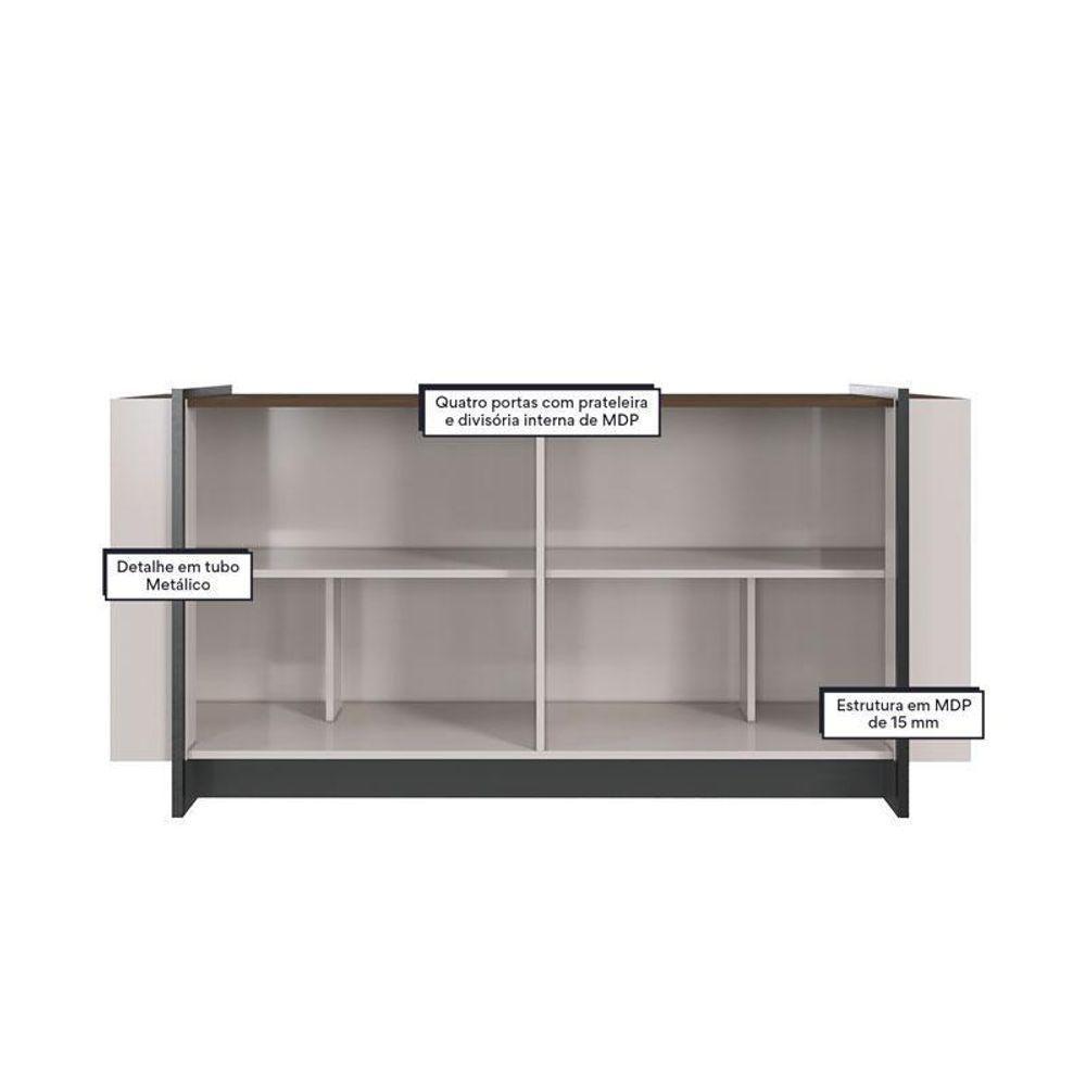 Aparador Para Sala Buffet Ambiente Copacabana Off White Nogueira Real Preto Acetinado Colibri - 3