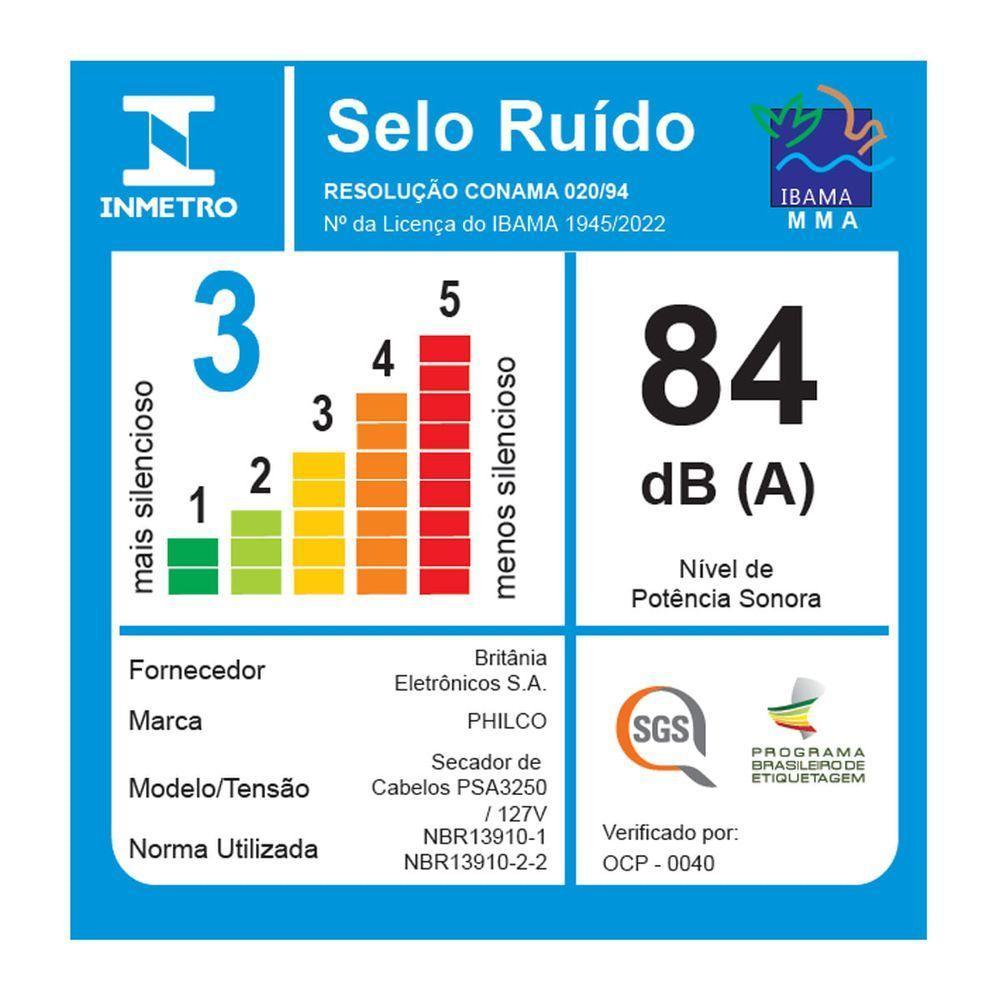 Secador De Cabelo Com íons Tourmaline 2100W Philco PSA3250 220V - 7