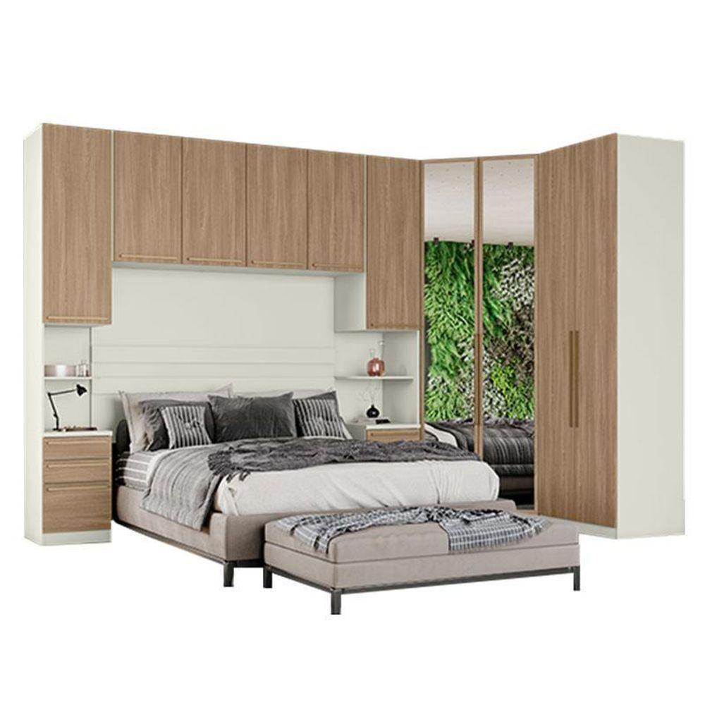 Quarto Modulado Casal Ambiente 5.4 Seletto 5 Peças Areia Jequitibá - Henn - 1
