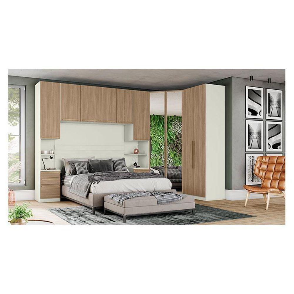Quarto Modulado Casal Ambiente 5.4 Seletto 5 Peças Areia Jequitibá - Henn - 3