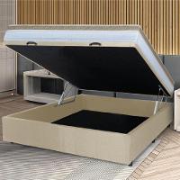 Cama Box Baú Casal Colchão Com Molas Ensacadas 138x188x63cm Dunas Branco/bege Hellen Branco / Bege - 3