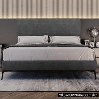 Cama Casal King Com Cabeceira 199cm Pés Metálicos Elisa S05 Veludo Preto - Mpozenato - 7