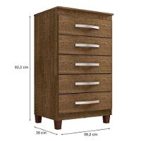 Guarda Roupa Casal Modena Com Espelho 6 Portas E Cômoda Cannes 5 Gavetas Malbec – Incorplac - 6