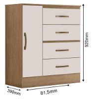 Guarda Roupa Solteiro 3 Portas E Cômoda 4 Gavetas E 1 Porta Lite Nature Off White – Móveis Leão - 3