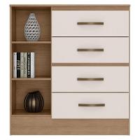 Guarda Roupa Solteiro 3 Portas E Cômoda 4 Gavetas E 1 Porta Lite Nature Off White – Móveis Leão - 6
