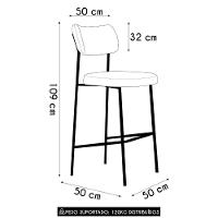 Banqueta Alta Bar Estofada Milli Linho Caramelo/cinza A14 - Mpozenato - 3