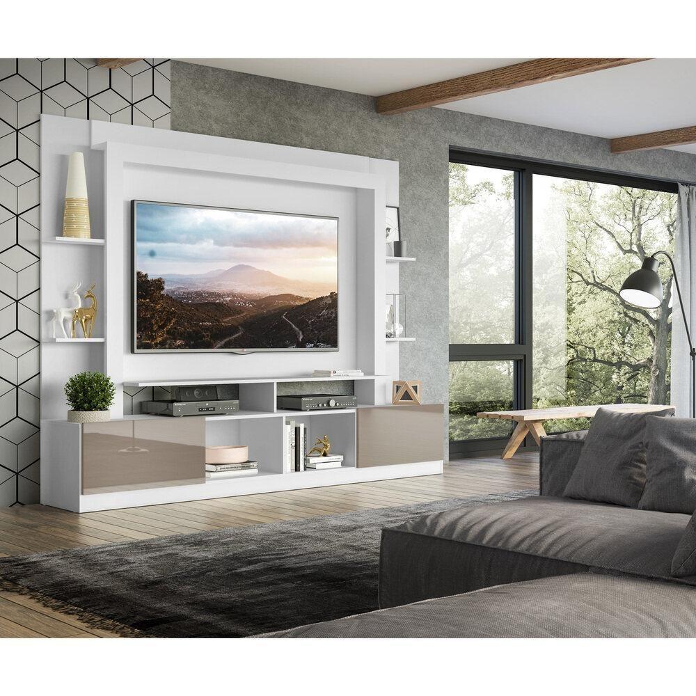 Estante Com Suporte Tv 65" E 2 Portas Oslo Multimóveis V3386 Branca/Lacca Fumê Branco/Lacca Fumê - 2