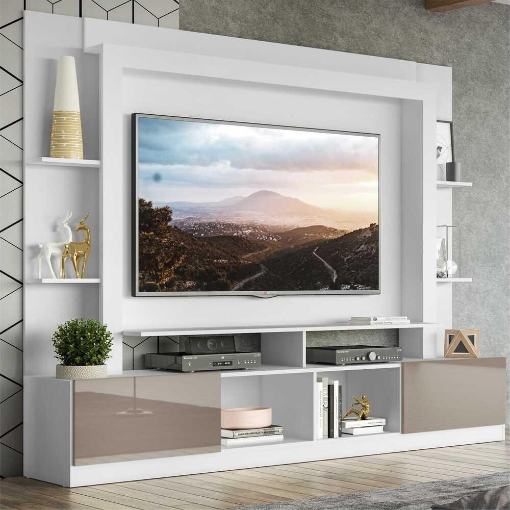 Estante Com Suporte Tv 65" E 2 Portas Oslo Multimóveis V3386 Branca/Lacca Fumê Branco/Lacca Fumê - 7