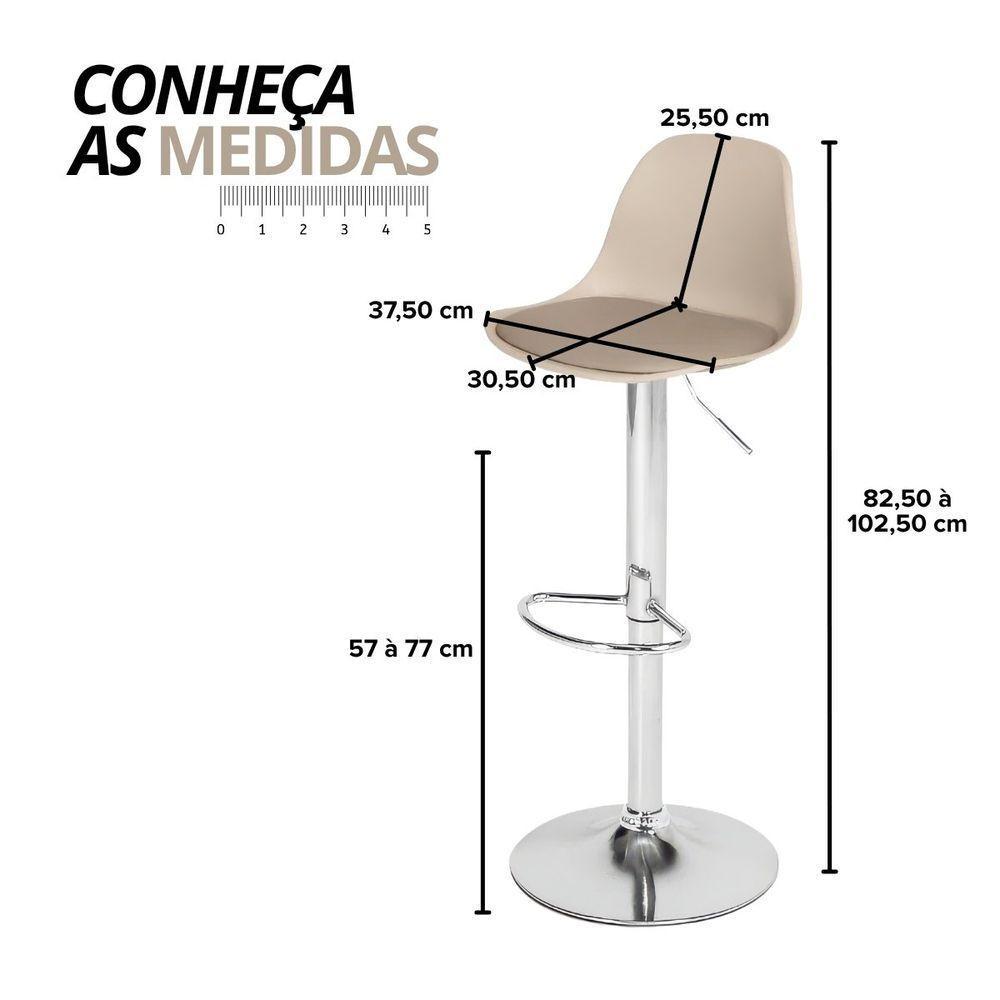 Banqueta Alta Estofada Com Base Giratória E Regulagem De Altura - ícaro Nude - 2