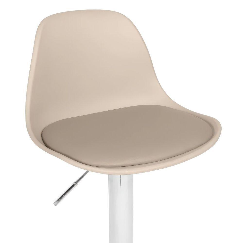 Banqueta Alta Estofada Com Base Giratória E Regulagem De Altura - ícaro Nude - 6