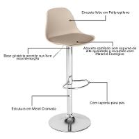 Banqueta Alta Estofada Com Base Giratória E Regulagem De Altura - ícaro Nude - 3