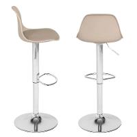 Banqueta Alta Estofada Com Base Giratória E Regulagem De Altura - ícaro Nude - 5