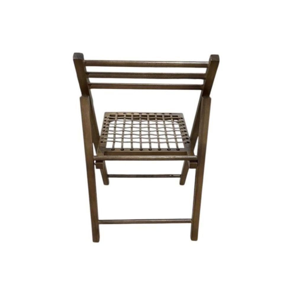Cadeira Dobrável Em Madeira Com Assento Em Corda Naval Castanho - 3