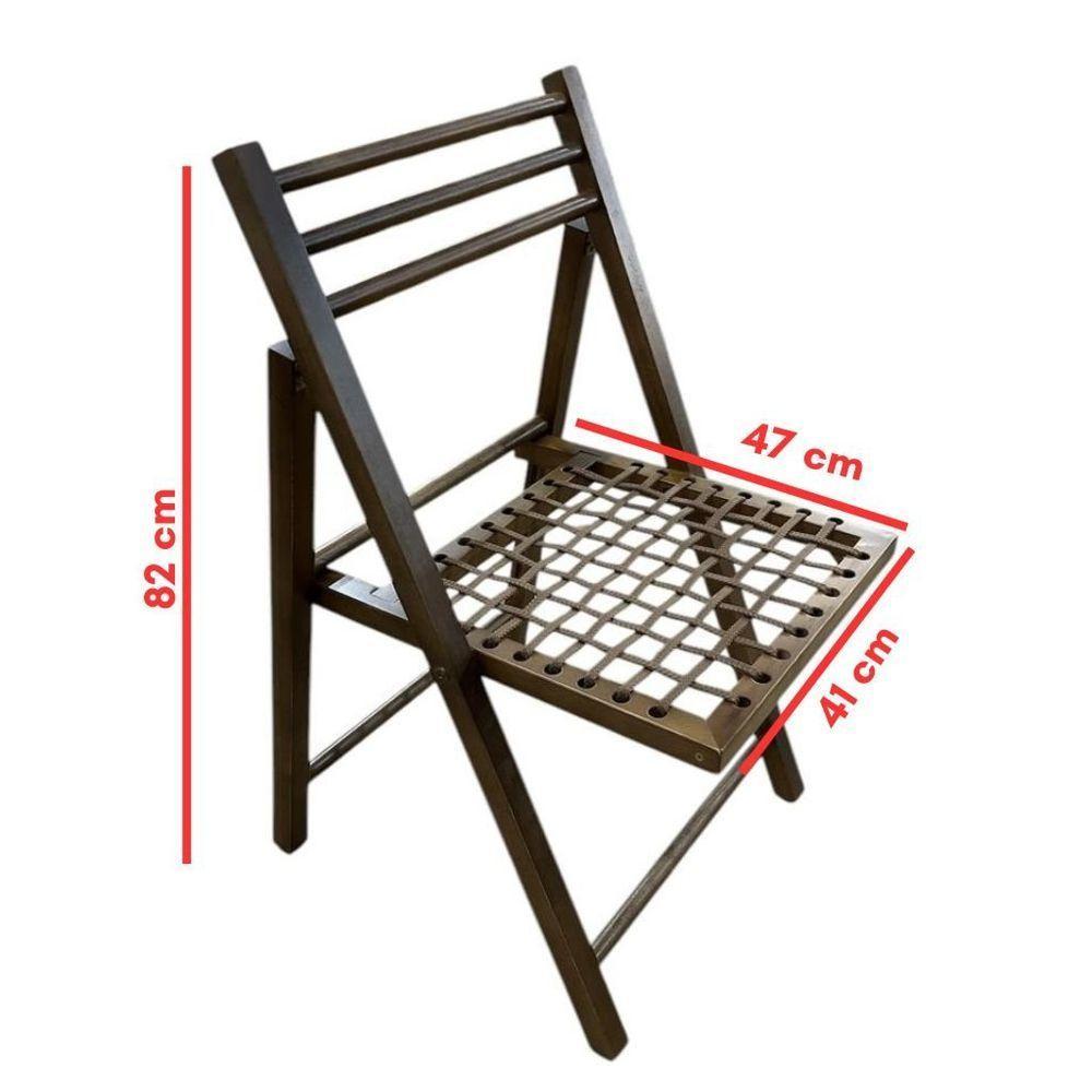 Cadeira Dobrável Em Madeira Com Assento Em Corda Naval Castanho - 5