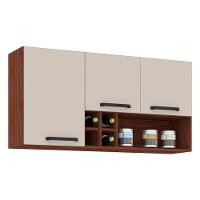 Armário Aéreo Ametista 3 Portas E 4 Garrafas 120 Cm Nogueira Off White - Kits Paraná - 1