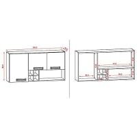 Armário Aéreo Ametista 3 Portas E 4 Garrafas 120 Cm Nogueira Off White - Kits Paraná - 3