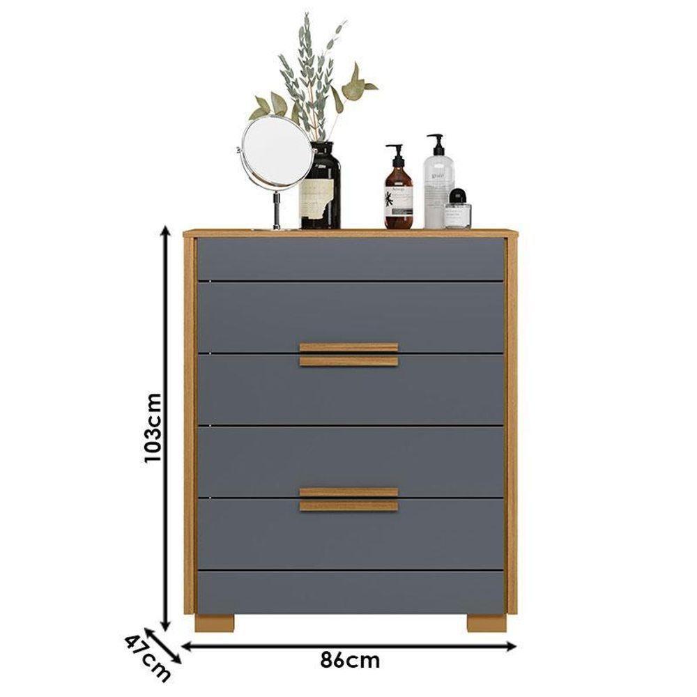Guarda Roupa Solteiro Chile E Cômoda Dhara Freijó Cinza – Moval - 7