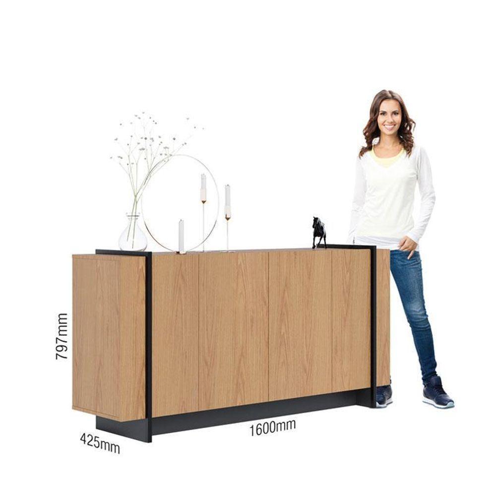 Aparador Para Sala Buffet Ambiente Copacabana Freijó Preto Acetinado– Colibri - 4