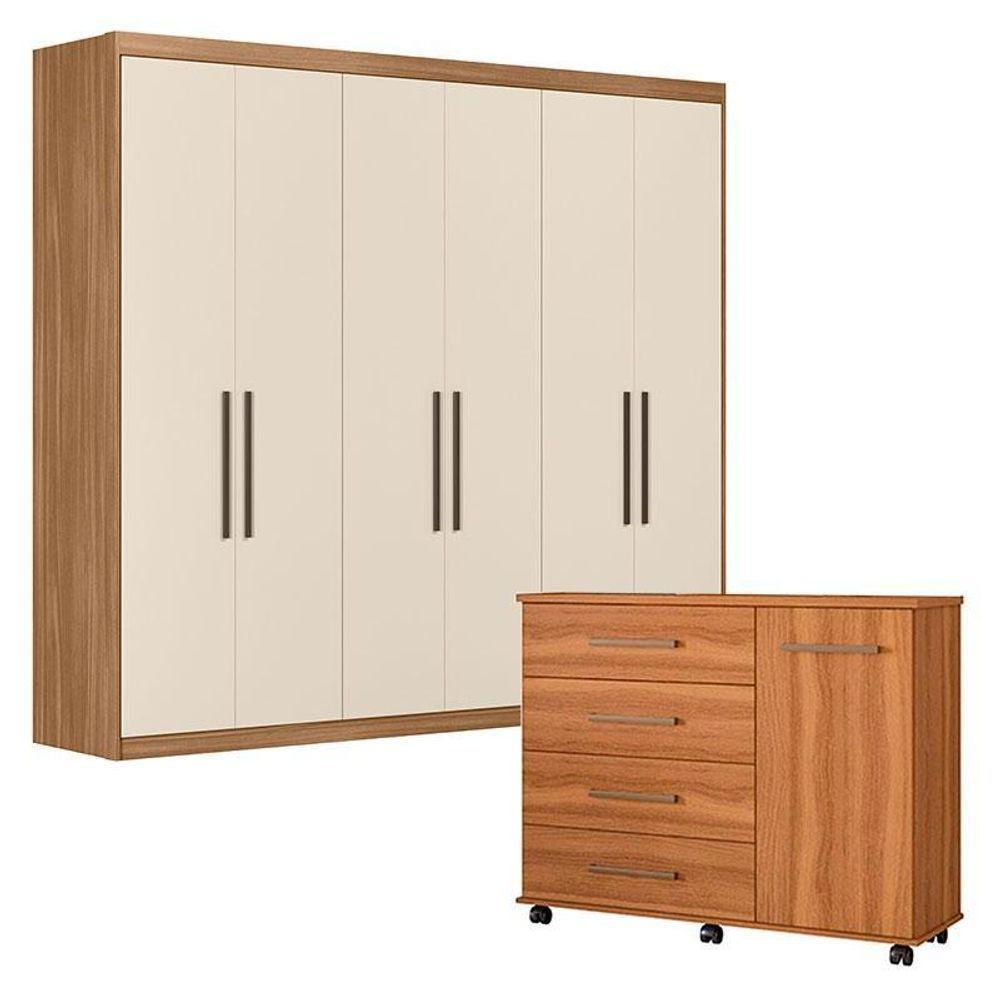 Cômoda Flora E Guarda Roupa Casal Venice 62580 Amendola Touch Off White - Demóbile - 1