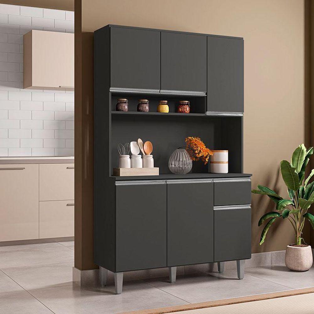 Armário Para Cozinha Kit Márcia Cinza Fosco - Ajl - 2
