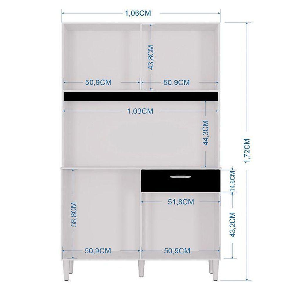 Cozinha Ambiente Kit Cassia 8 Portas Branco Preto - Poquema - 3