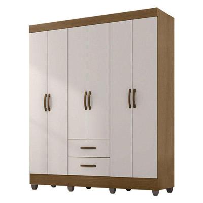 Guarda Roupa Casal Lite 6 Portas 2 Gavetas Nature Off White MDP Móveis Leão