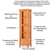 Cristaleira 1 Porta E Aparador 1 Gaveta Bella Carvalho Fosco