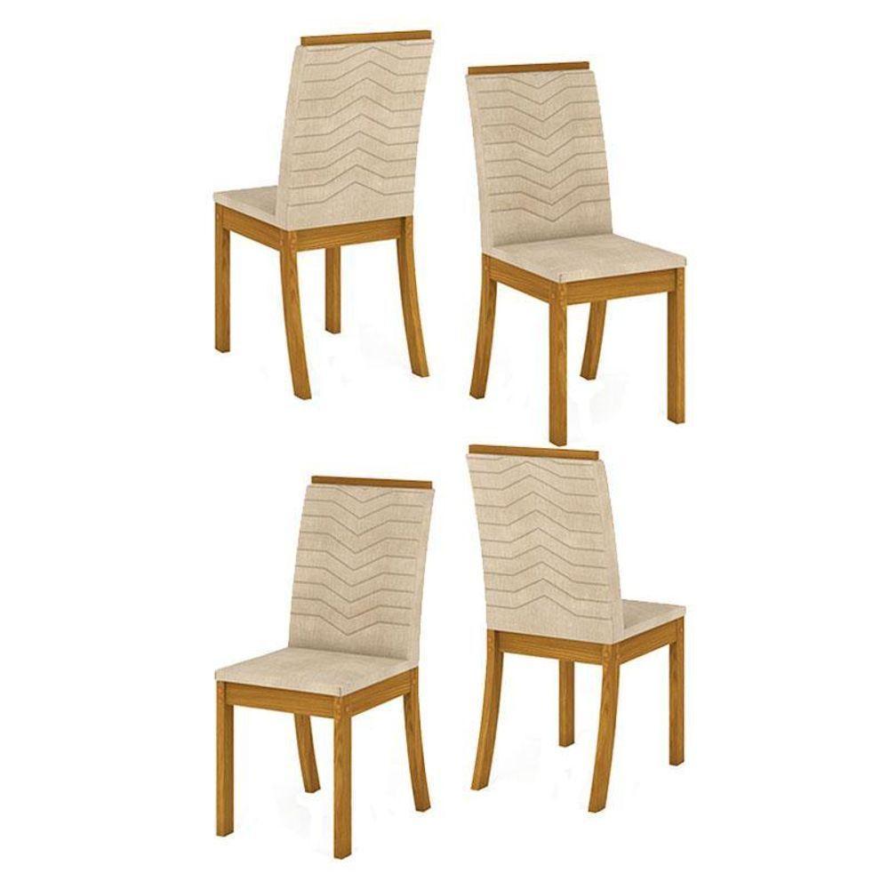 Cadeira Para Mesa De Jantar Isa Kit 04 Peças Linho – Henn - 1