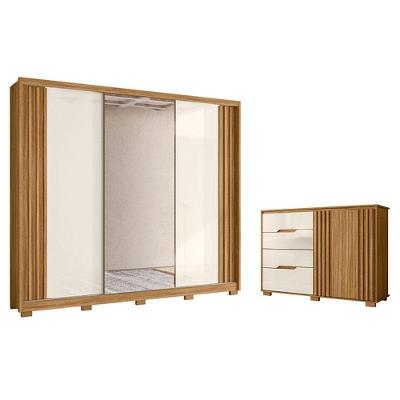 Guarda Roupa Casal Arizona E Cômoda Texas Freijó Off White - Moval