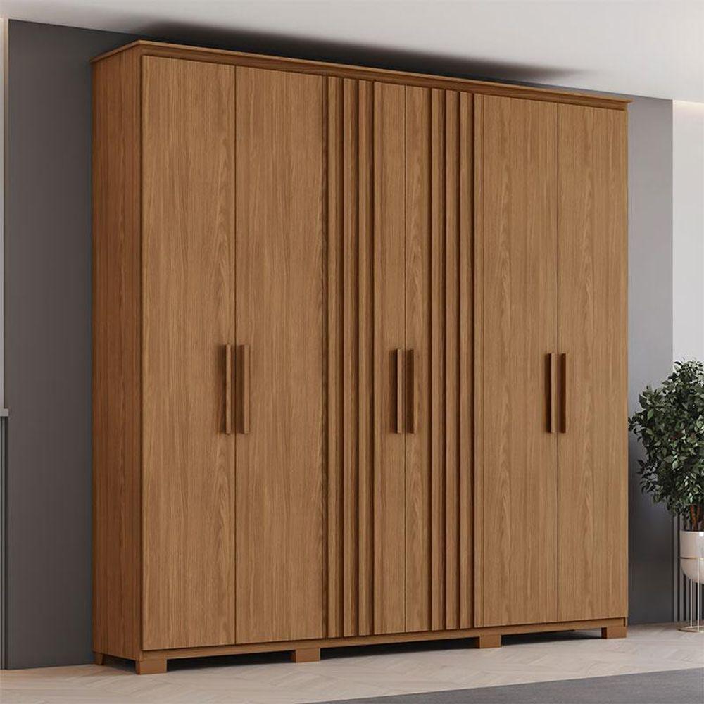 Guarda Roupa Casal ávila 6 Portas 4 Gavetas Com Pés Nature Fosco - Henn - 7