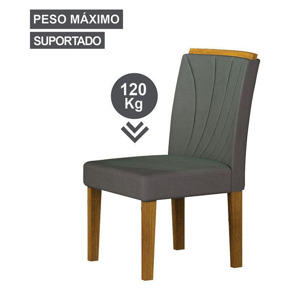 Cadeira Para Mesa De Jantar Lorena Plus Mdf Kit 2 Peças Freijó Joli Chumbo - Leifer Móveis - 4