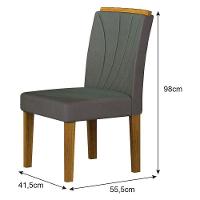 Cadeira Para Mesa De Jantar Lorena Plus Mdf Kit 2 Peças Freijó Joli Chumbo - Leifer Móveis - 2