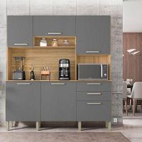 Cozinha Ferrara 6 Portas E 2 Gavetas Freijó Gris - Kits Paraná - 4
