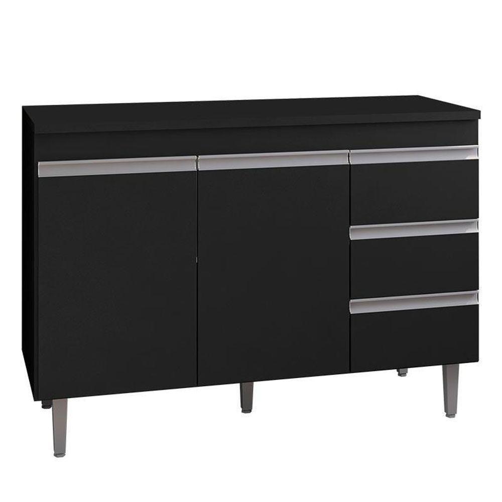 Balcão De Cozinha Andréia Com Tampo 120 Cm Preto Fosco - Ajl - 1