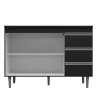 Balcão De Cozinha Andréia Com Tampo 120 Cm Preto Fosco - Ajl - 3