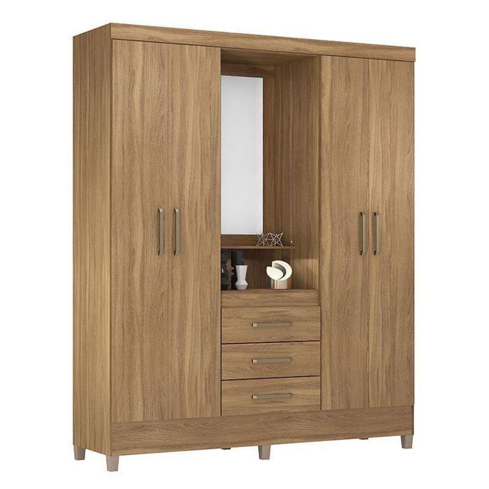 Cômoda Astral E Guarda Roupa Casal Capelinha Pérsia Amêndola Touch - Demóbile - 3