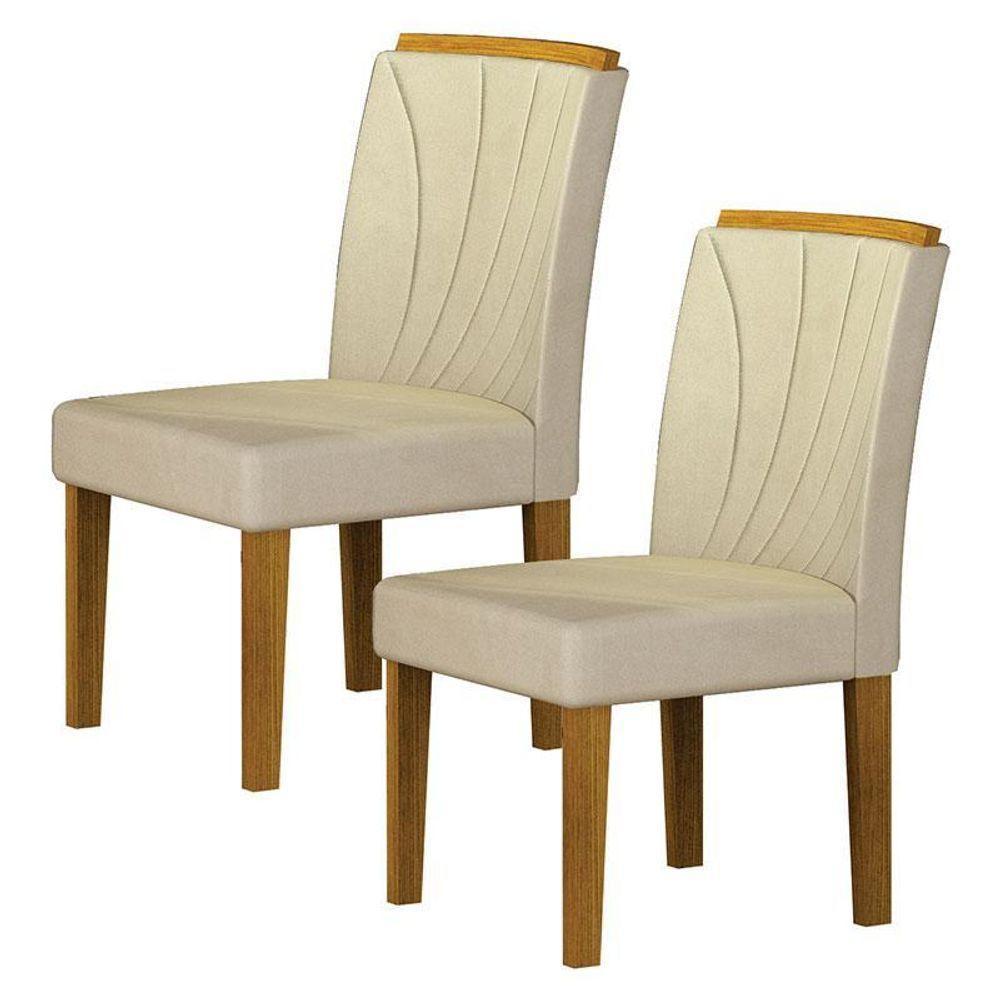 Cadeira Para Mesa De Jantar Lorena Plus Mdf Kit 2 Peças Freijó Joli Palha - Leifer Móveis - 1