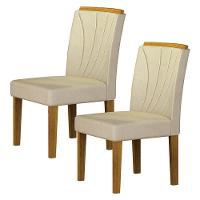 Cadeira Para Mesa De Jantar Lorena Plus Mdf Kit 2 Peças Freijó Joli Palha - Leifer Móveis - 1