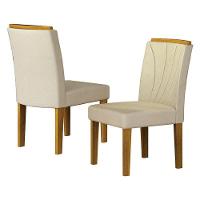 Cadeira Para Mesa De Jantar Lorena Plus Mdf Kit 2 Peças Freijó Joli Palha - Leifer Móveis - 5